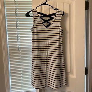Striped dress size M lace up back